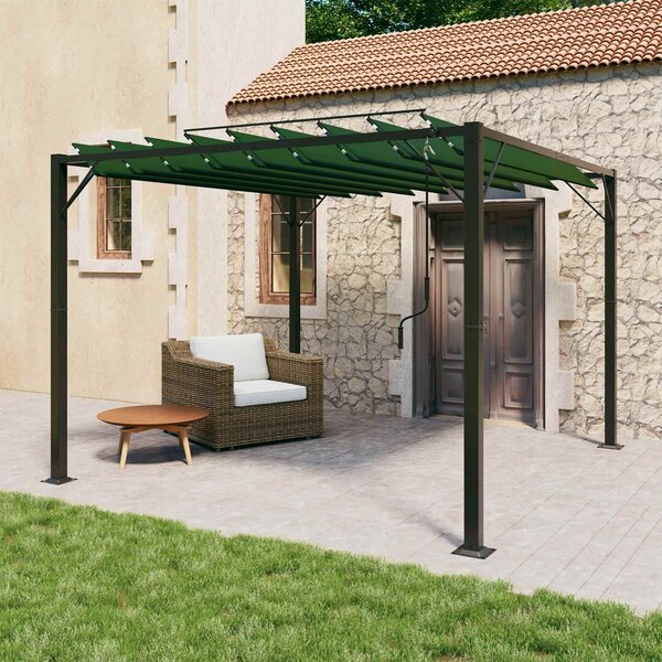 VidaXL Sátras pavilon lamellás tetővel, 3 x 3 x 2,14 m, Zöld