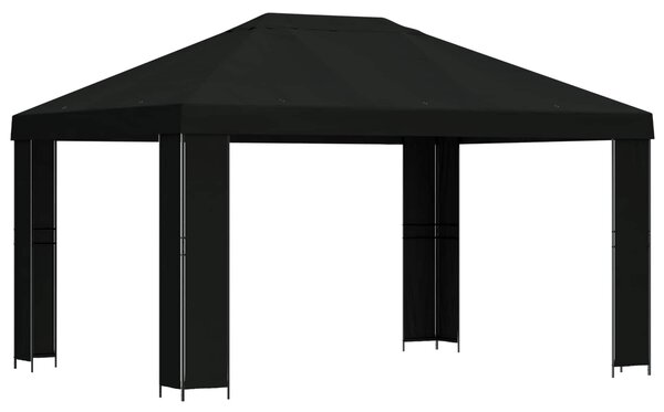 VidaXL Pavilon 4 x 3 m, Poliészter és acél 190 gsm, Fekete