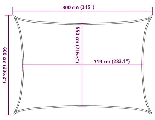 VidaXL napellenző vitorla 160 g/m² bézs 6 x 8 m HDPE
