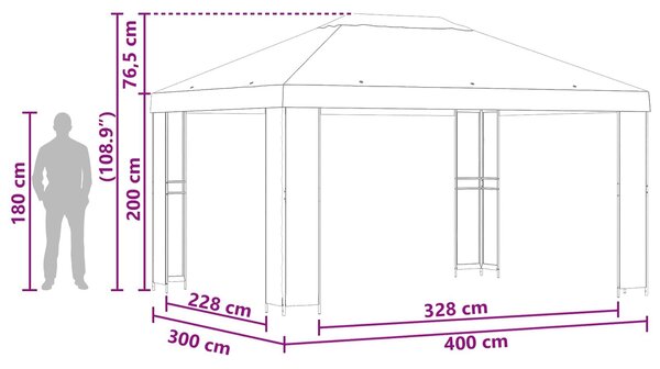 VidaXL Pavilon 4 × 3 m Narancssárga Poliészter és acél 190 gsm