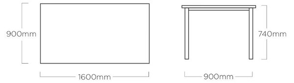 KETTLER CUBIC / KETTALUX alumínium étkezőasztal 160×90 cm – antracit / antracit