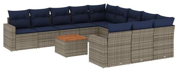 VidaXL 12 részes szürke polyrattan kerti ülőgarnitúra párnákkal