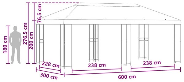 VidaXL Kerti pavilon 6 x 3 m, Antracitszürke