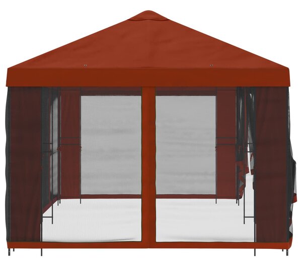 VidaXL Oldalfalas pavilon 6 x 3 m Poliészter és acél 190, Terrakotta