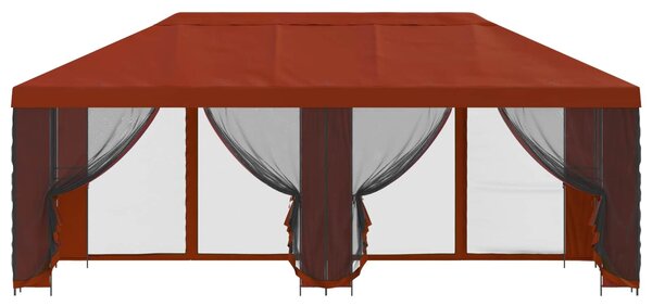 VidaXL Oldalfalas pavilon 6 x 3 m Poliészter és acél 190, Terrakotta