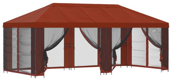VidaXL Oldalfalas pavilon 6 x 3 m Poliészter és acél 190, Terrakotta
