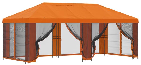 VidaXL Oldalfalas pavilon 6 x 3 m Poliészter és acél 190, Narancssárga