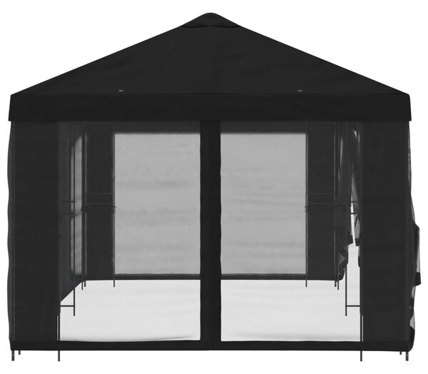 VidaXL Oldalfalas pavilon 6 x 3 m Poliészter és acél 190, Fekete
