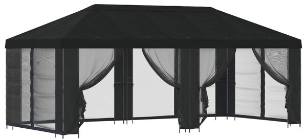 VidaXL Oldalfalas pavilon 6 x 3 m Poliészter és acél 190, Fekete