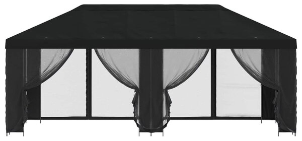 VidaXL Oldalfalas pavilon 6 x 3 m Poliészter és acél 190, Fekete
