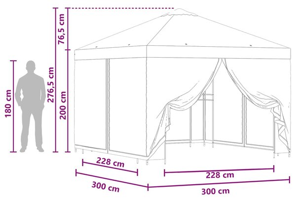 VidaXL Kerti pavilon oldalfalakkal 3 x 3 m, Barna