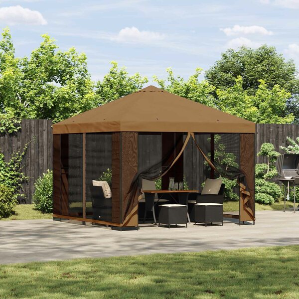 VidaXL Pavilon 3 x 3 m Bézs Poliészter és acél 190 gsm