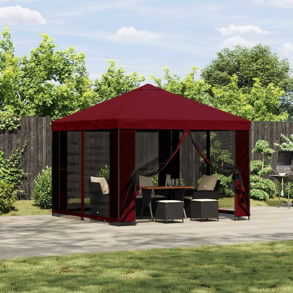 VidaXL Kerti pavilon oldalfalakkal 3 x 3 m, Burgundi