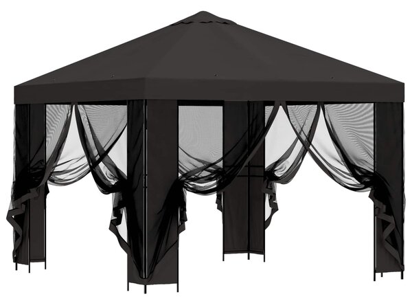 VidaXL Kerti pavilon oldalfalakkal 3 x 3 m, Antracitszürke