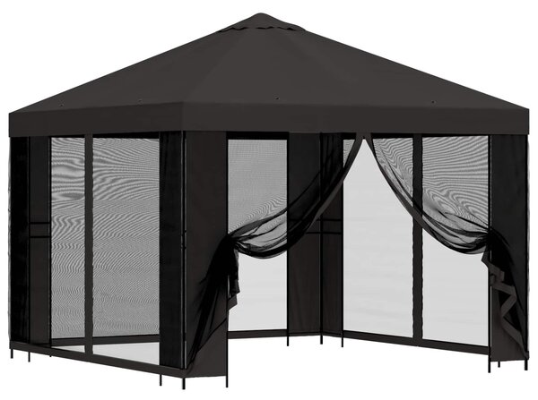 VidaXL Kerti pavilon oldalfalakkal 3 x 3 m, Antracitszürke