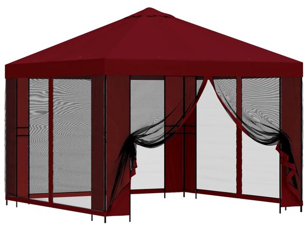 VidaXL Kerti pavilon oldalfalakkal 3 x 3 m, Burgundi