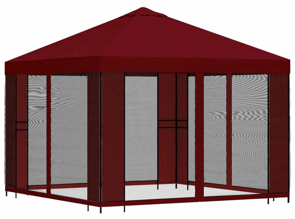 VidaXL Kerti pavilon oldalfalakkal 3 x 3 m, Burgundi
