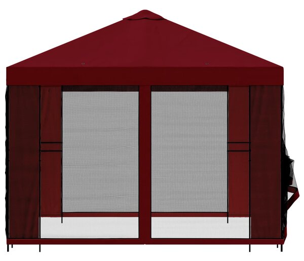 VidaXL Kerti pavilon oldalfalakkal 3 x 3 m, Burgundi
