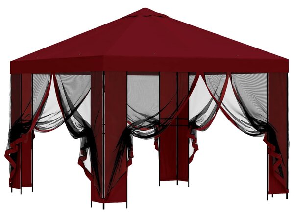 VidaXL Kerti pavilon oldalfalakkal 3 x 3 m, Burgundi