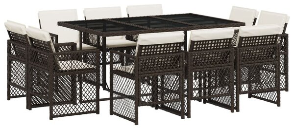 VidaXL 11 részes barna polyrattan kerti ülőgarnitúra párnákkal