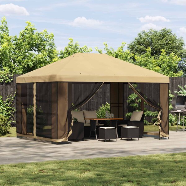 VidaXL Pavilon 4 x 3 m, Poliészter és acél 190 gsm, Krémszínű