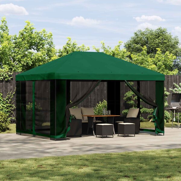 VidaXL Pavilon 4 x 3 m, Poliészter és acél 190 gsm, Zöld