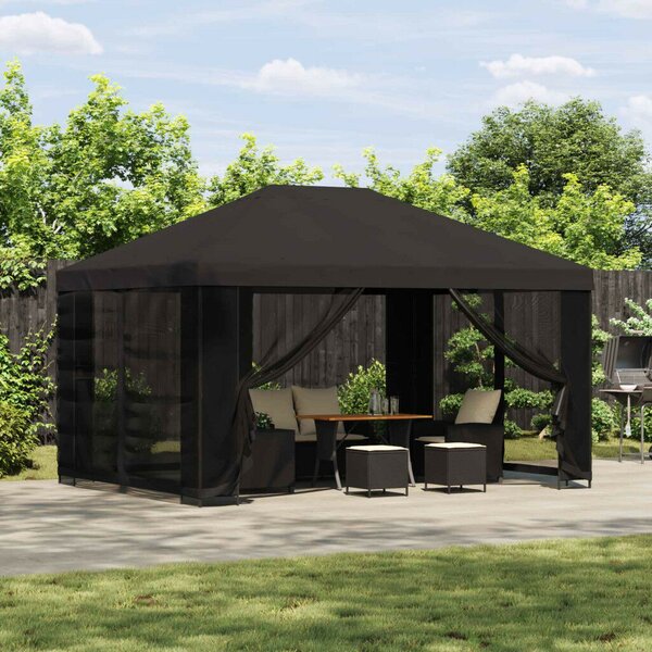 VidaXL Pavilon 4 × 3 m, Poliészter és acél 190 gsm, Antracitszürke