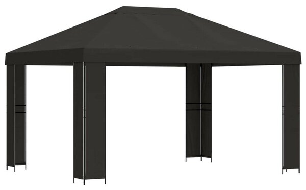 VidaXL Pavilon 4 × 3 m, Poliészter és acél 190 gsm, Antracitszürke