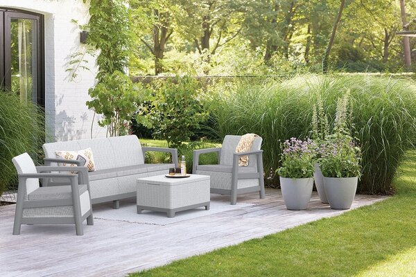 Keter SCANDI LINEA 3 SEATERS SET kerti bútor garnitúra – Ash Grey / Storm Grey