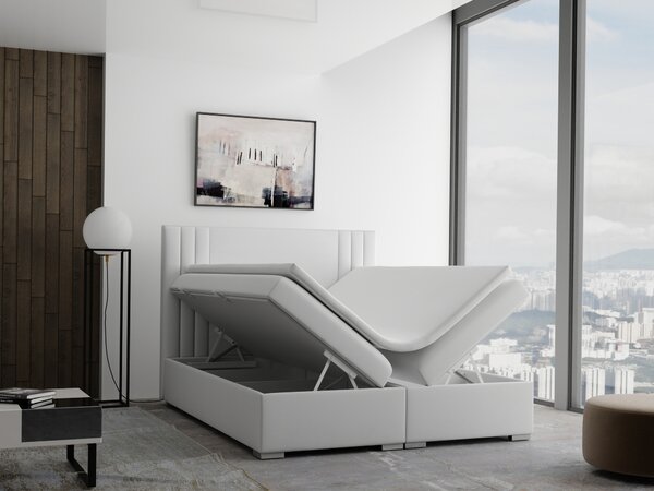 Franciaágy Boxspring 180 cm Morcano (krém) (tárolóhellyel)