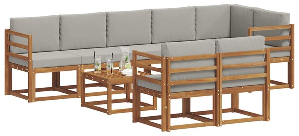 VidaXL Kültéri kanapé szett 9 pcs Természetes és Világosszürke