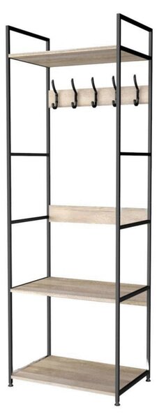 KÉSZLETKISÖPRÉS! Intenso Home nyitott ruhafogas 3db polccal 60 x 175cm fém lábakkal tölgy színben | Előszobai ruhatároló cipőtartóval / nyitott gardrób