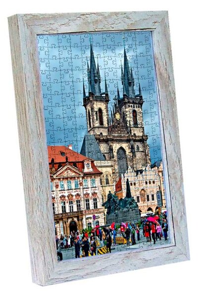 Prága puzzle képkeret antik fenyő