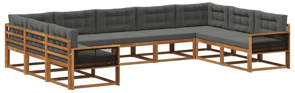 VidaXL Kültéri kanapé szett párnával 9 pcs Természetes és antracit