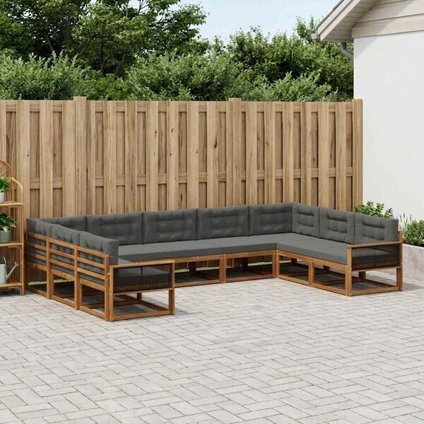 VidaXL Kültéri kanapé szett párnával 9 pcs Természetes és antracit