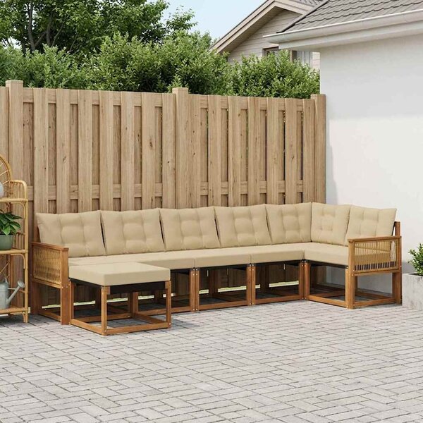 VidaXL Kültéri kanapé szett párnával 7 pcs Természetes és bézs