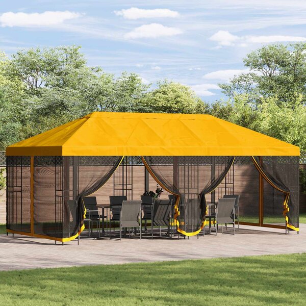 VidaXL Oldalfalas pavilon 6 x 3 m Sárga Poliészter és acél 190