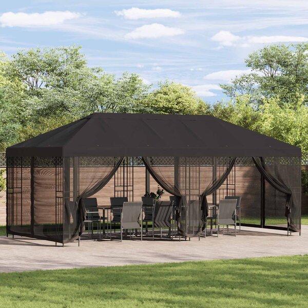 VidaXL Oldalfalas pavilon 6 x 3 m Antracitszürke Poliészter és acél