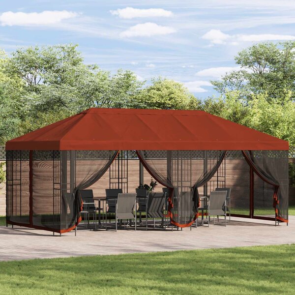 VidaXL Oldalfalas pavilon 6 x 3 m Terrakotta Poliészter és acél 190