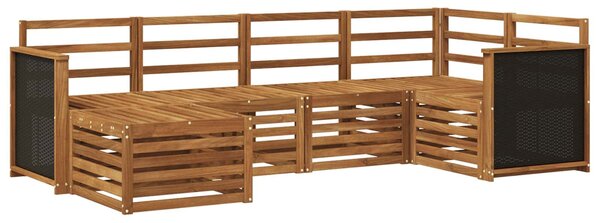 VidaXL Szegmentált kanapé szett 5 pcs Természetes Tömör Akácfa
