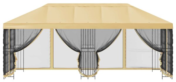 VidaXL Oldalfalas pavilon 6 x 3 m Krémszínű Poliészter és acél 190