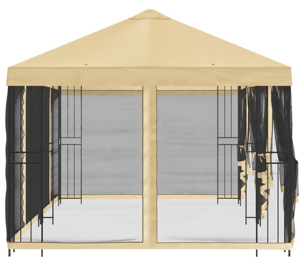 VidaXL Oldalfalas pavilon 6 x 3 m Krémszínű Poliészter és acél 190
