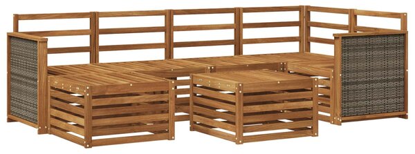 VidaXL Szegmentált kanapé szett 6 pcs Természetes Tömör Akácfa