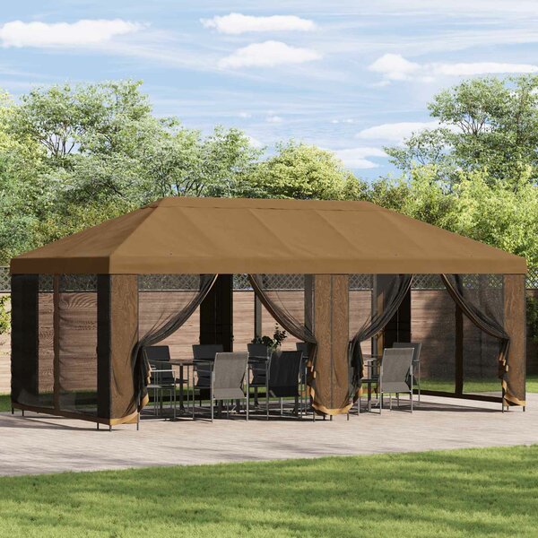 VidaXL Kerti pavilon 6 x 3 m Bézs Poliészter és acél 190