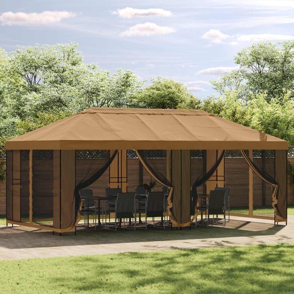 VidaXL Pavilon Váz 6 x 3 m Fekete Acél