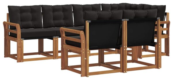VidaXL Kültéri kanapé szett párnával 7 pcs Természetes és fekete