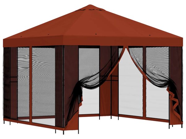 VidaXL Kerti pavilon oldalfalakkal 3 x 3 m Terrakotta