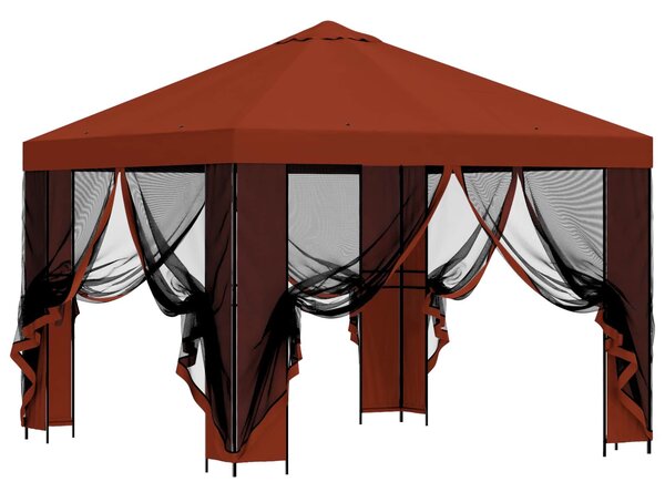 VidaXL Kerti pavilon oldalfalakkal 3 x 3 m Terrakotta