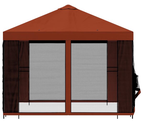 VidaXL Kerti pavilon oldalfalakkal 3 x 3 m Terrakotta