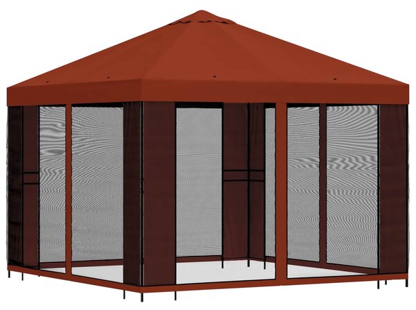 VidaXL Kerti pavilon oldalfalakkal 3 x 3 m Terrakotta